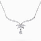 1.42 Carat Lotus Bloom Mangalsutra Pendant Necklace 14K - White Gold