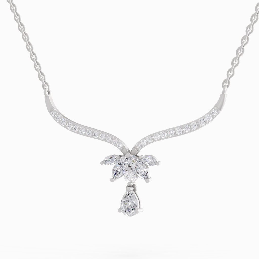 1.42 Carat Lotus Bloom Mangalsutra Pendant Necklace 14K - White Gold