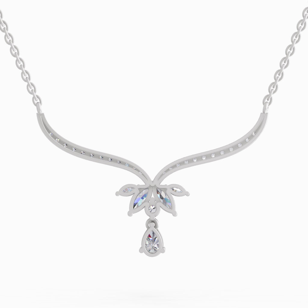 1.42 Carat Lotus Bloom Mangalsutra Pendant Necklace 14K - White Gold