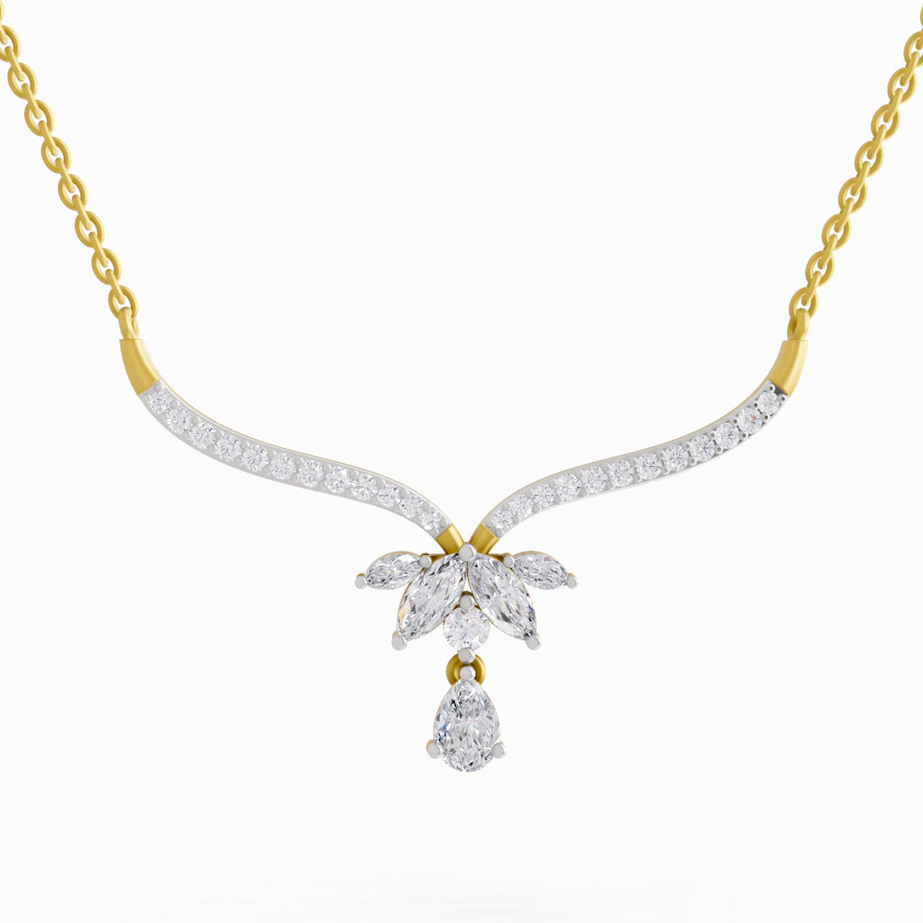 1.42 Carat Lotus Bloom Mangalsutra Pendant Necklace 14K