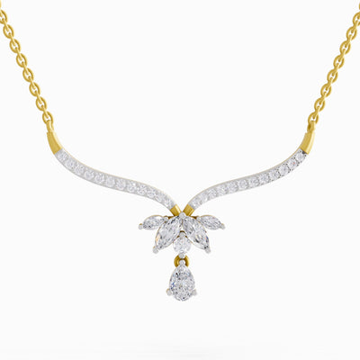 1.42 Carat Lotus Bloom Mangalsutra Pendant Necklace 14K