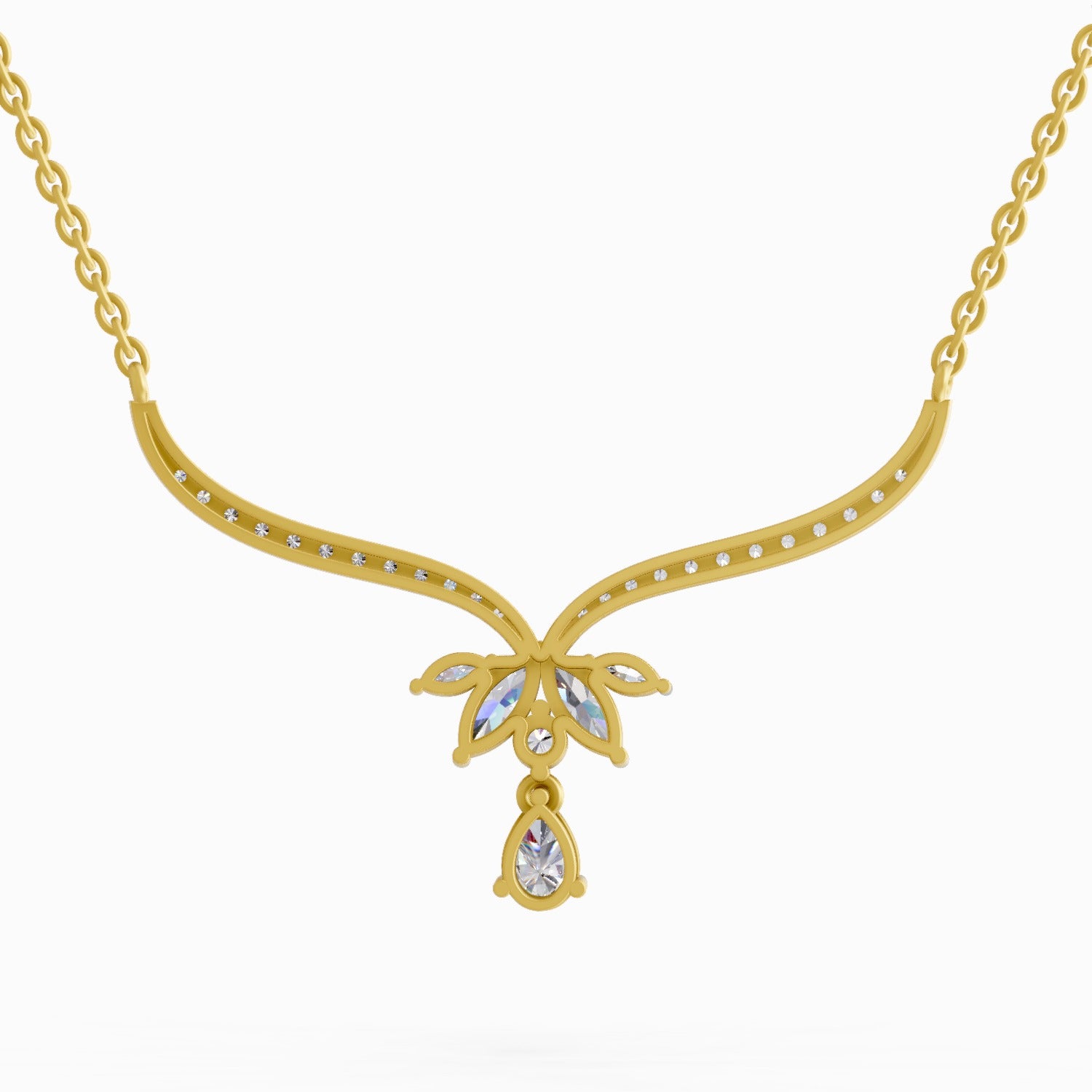 1.42 Carat Lotus Bloom Mangalsutra Pendant Necklace 14K