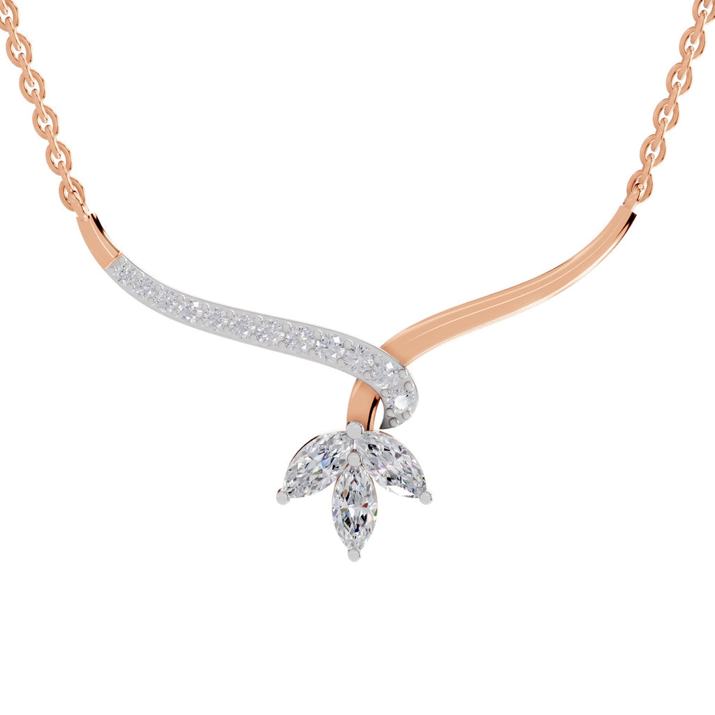 1.18 Carat Marquise Flower Cluster Pendant Necklace 14K - Rose Gold