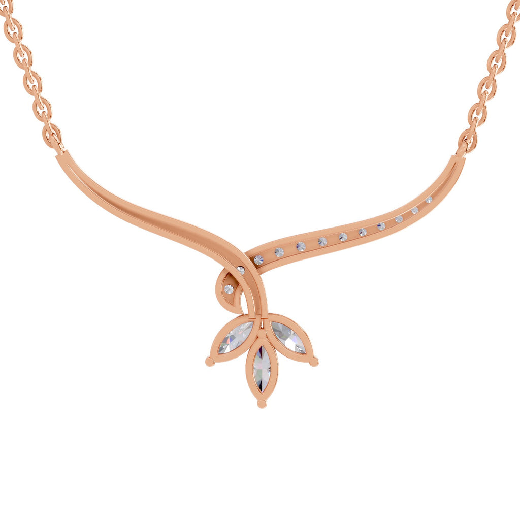 1.18 Carat Marquise Flower Cluster Pendant Necklace 14K - Rose Gold