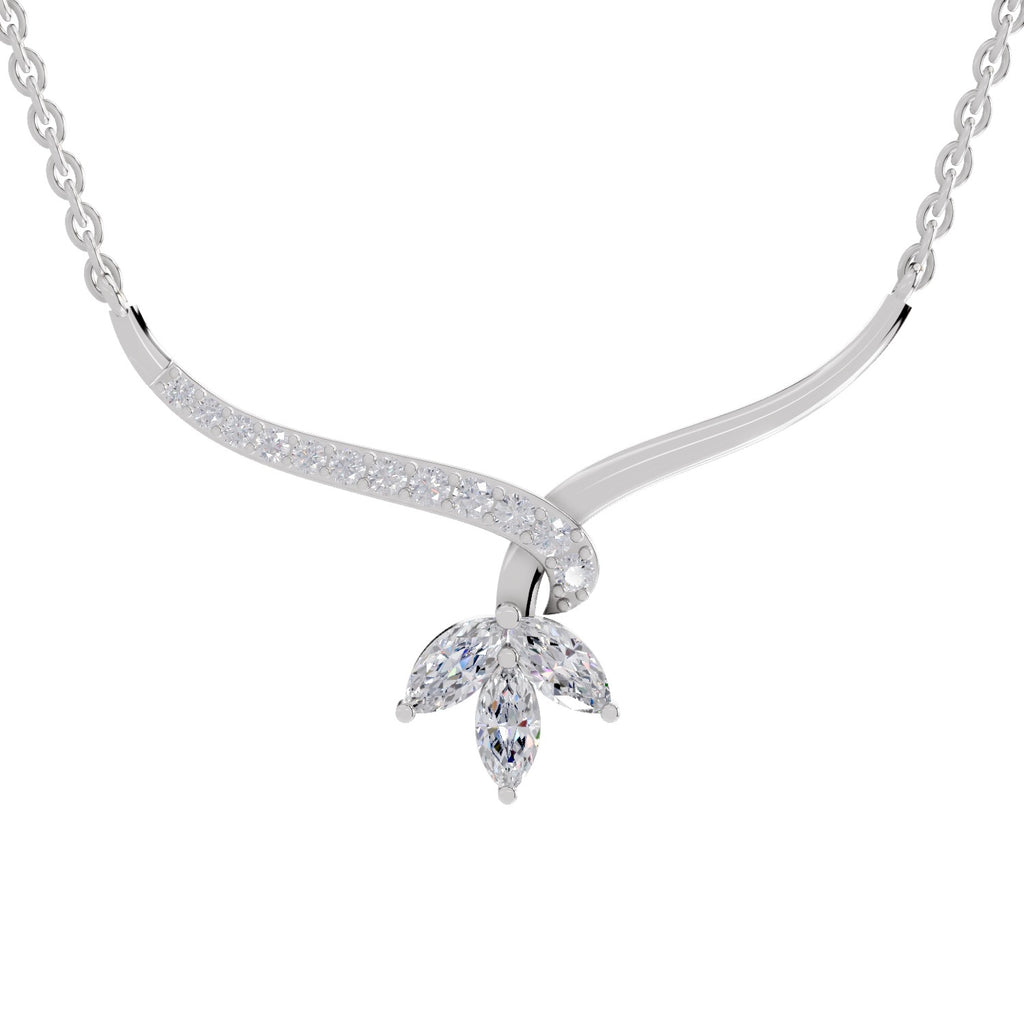 1.18 Carat Marquise Flower Cluster Pendant Necklace 14K - White Gold