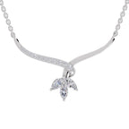 1.18 Carat Marquise Flower Cluster Pendant Necklace 14K - White Gold