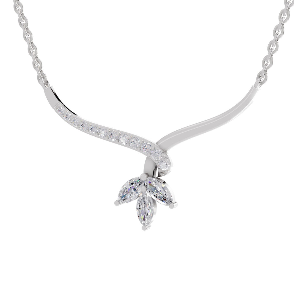 1.18 Carat Marquise Flower Cluster Pendant Necklace 14K - White Gold