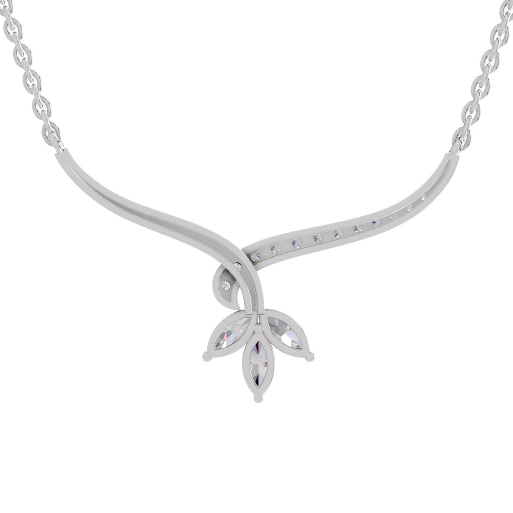 1.18 Carat Marquise Flower Cluster Pendant Necklace 14K - White Gold