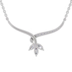 1.18 Carat Marquise Flower Cluster Pendant Necklace 14K - White Gold