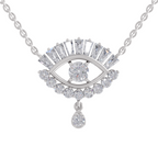 2.08 Carat Diamond Evil Eye Pendant Necklace 14K - White Gold