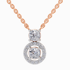 1.11 Carat Vertical Two Stone Pendant Necklace 14K - Rose Gold