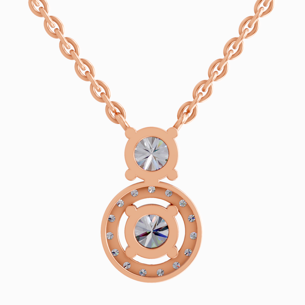 1.11 Carat Vertical Two Stone Pendant Necklace 14K - Rose Gold