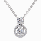 1.11 Carat Vertical Two Stone Pendant Necklace 14K - White Gold
