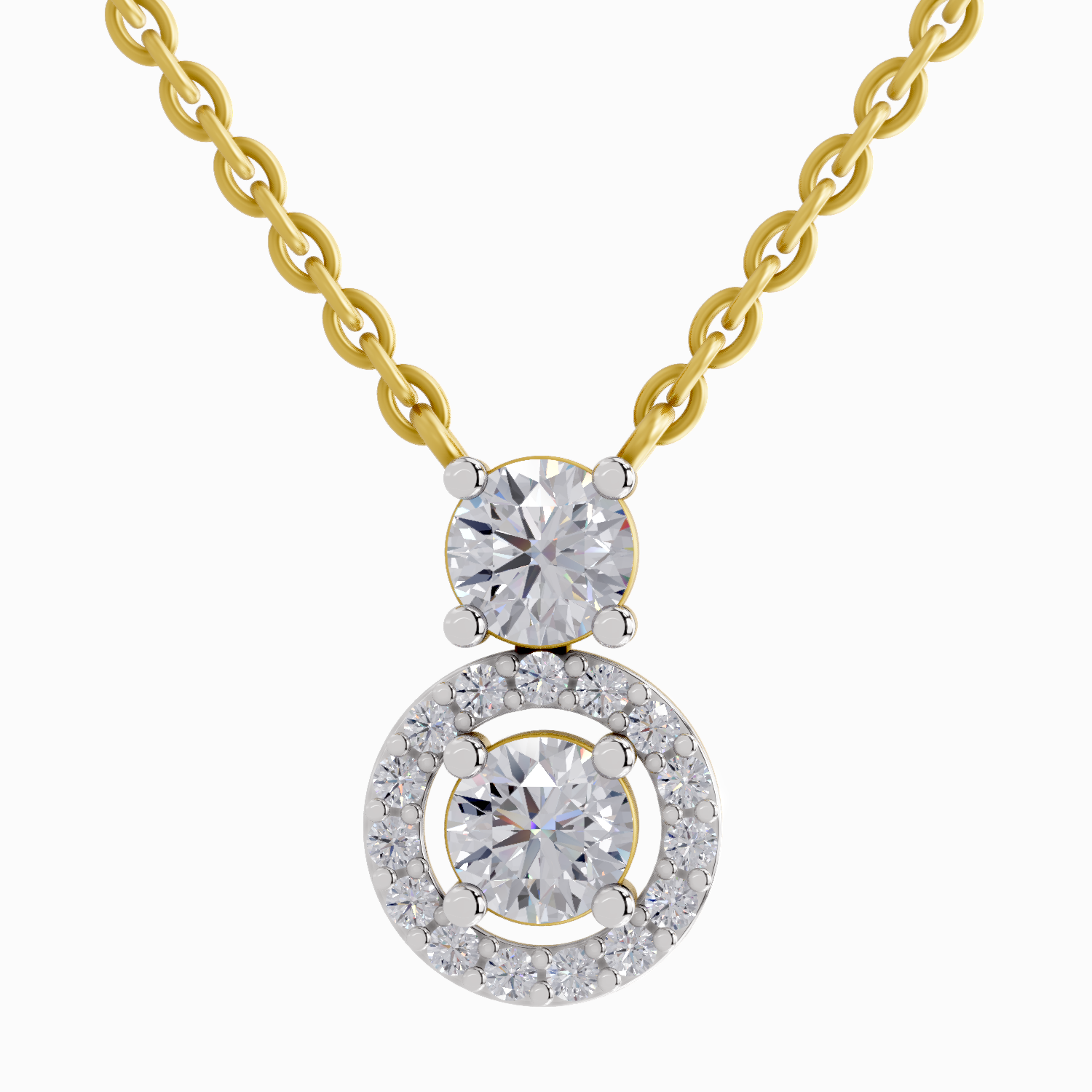 1.11 Carat Vertical Two Stone Pendant Necklace 14K
