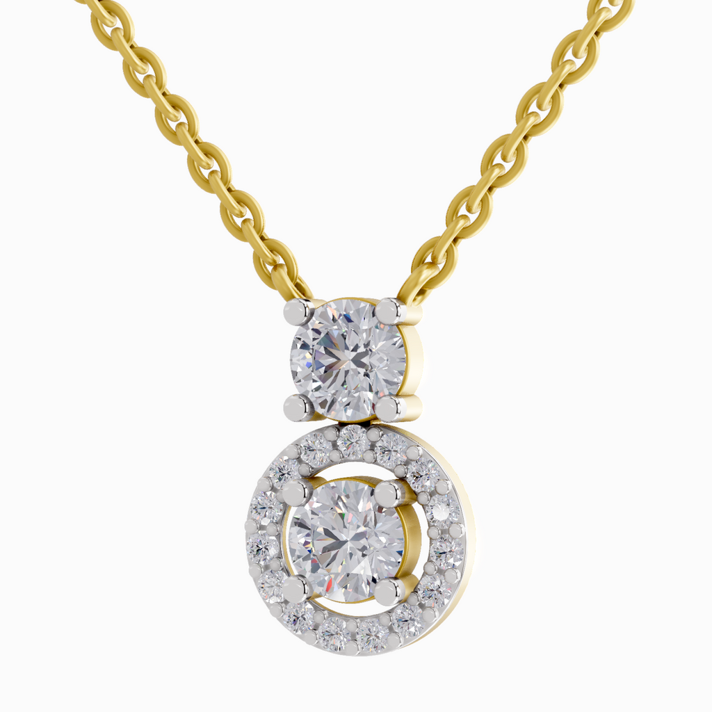 1.11 Carat Vertical Two Stone Pendant Necklace 14K