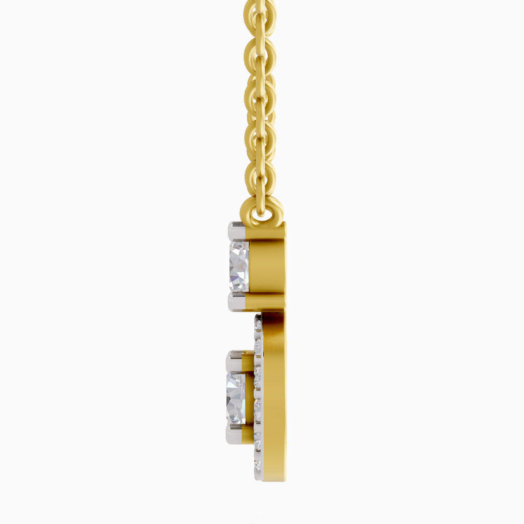 1.11 Carat Vertical Two Stone Pendant Necklace 14K