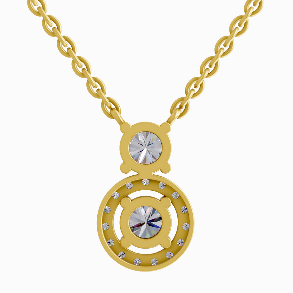 1.11 Carat Vertical Two Stone Pendant Necklace 14K