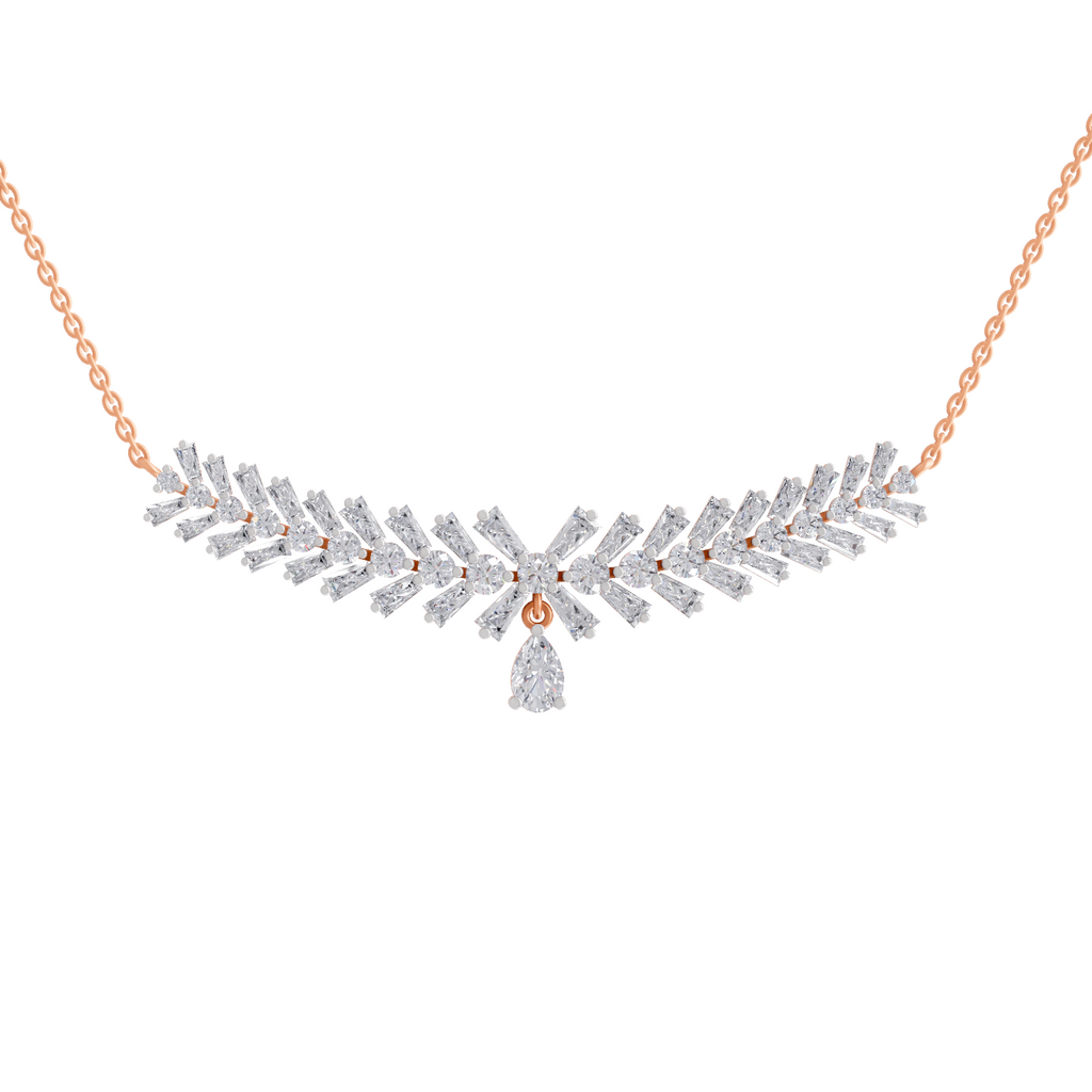 5.94 Carat Diamond Laurel Pendant Necklace 14K - Rose Gold