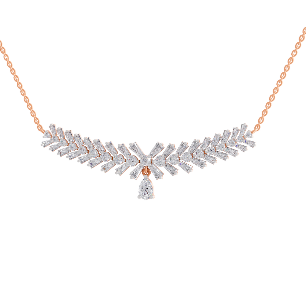 5.94 Carat Diamond Laurel Pendant Necklace 14K - Rose Gold