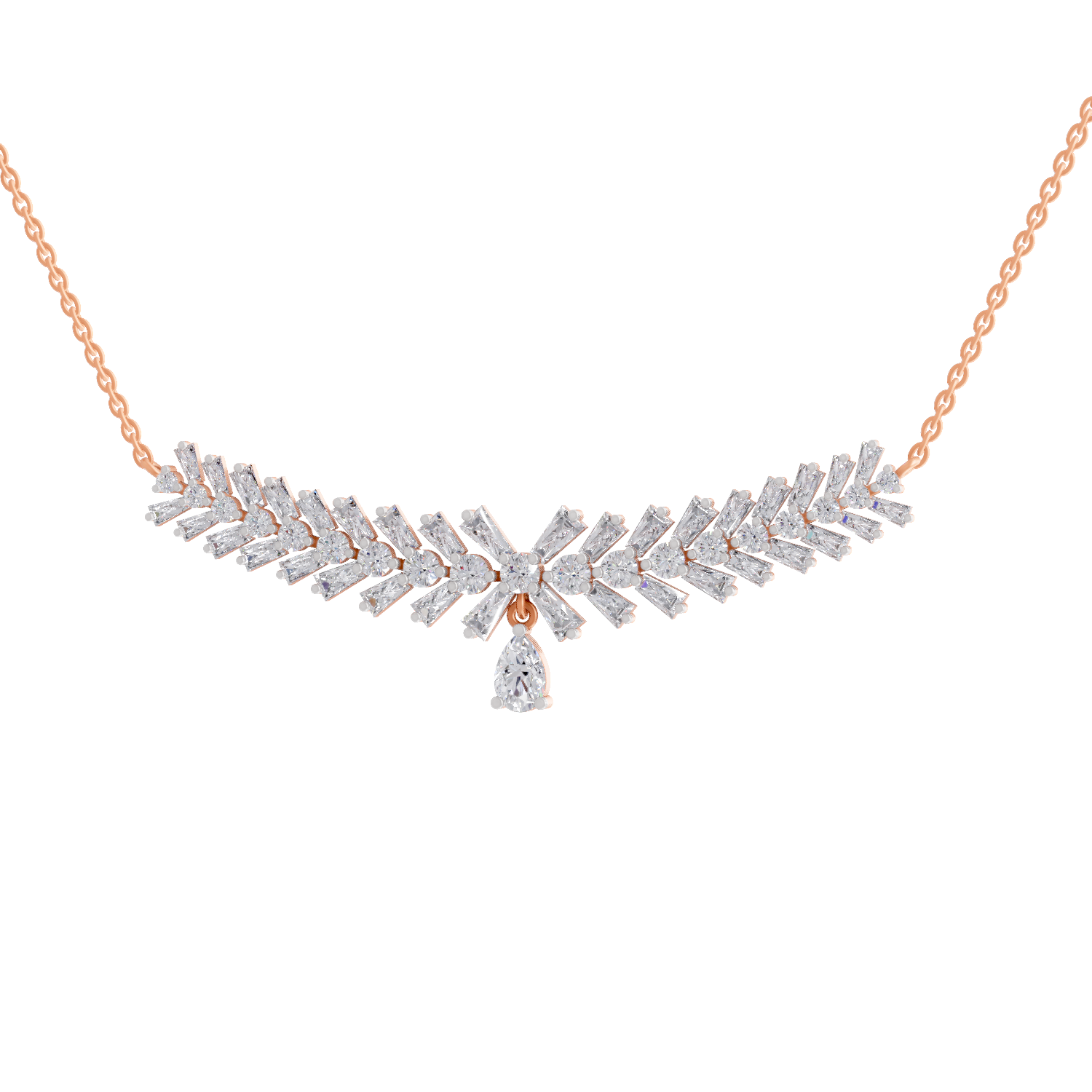 5.94 Carat Diamond Laurel Pendant Necklace 14K - Rose Gold