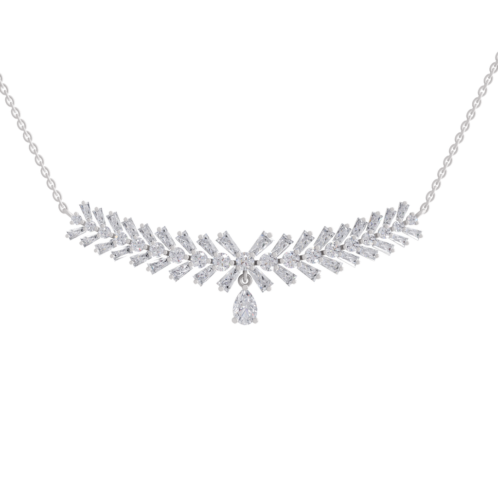 5.94 Carat Diamond Laurel Pendant Necklace 14K - White Gold
