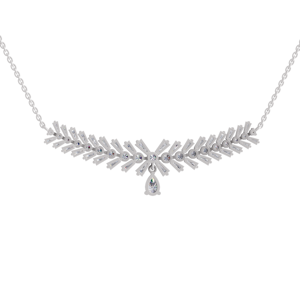 5.94 Carat Diamond Laurel Pendant Necklace 14K - White Gold