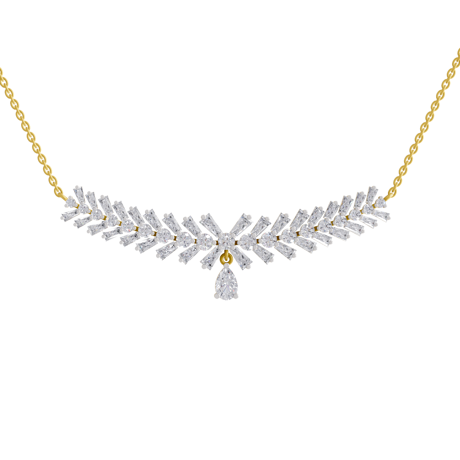 5.94 Carat Diamond Laurel Pendant Necklace 14K