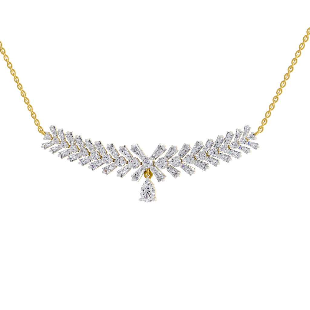 5.94 Carat Diamond Laurel Pendant Necklace 14K