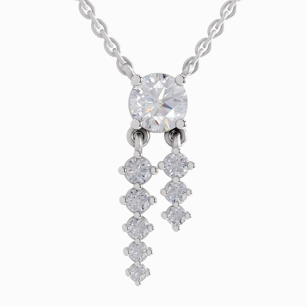1.47 Carat Cascade Diamond Pendant Necklace 14K - White Gold