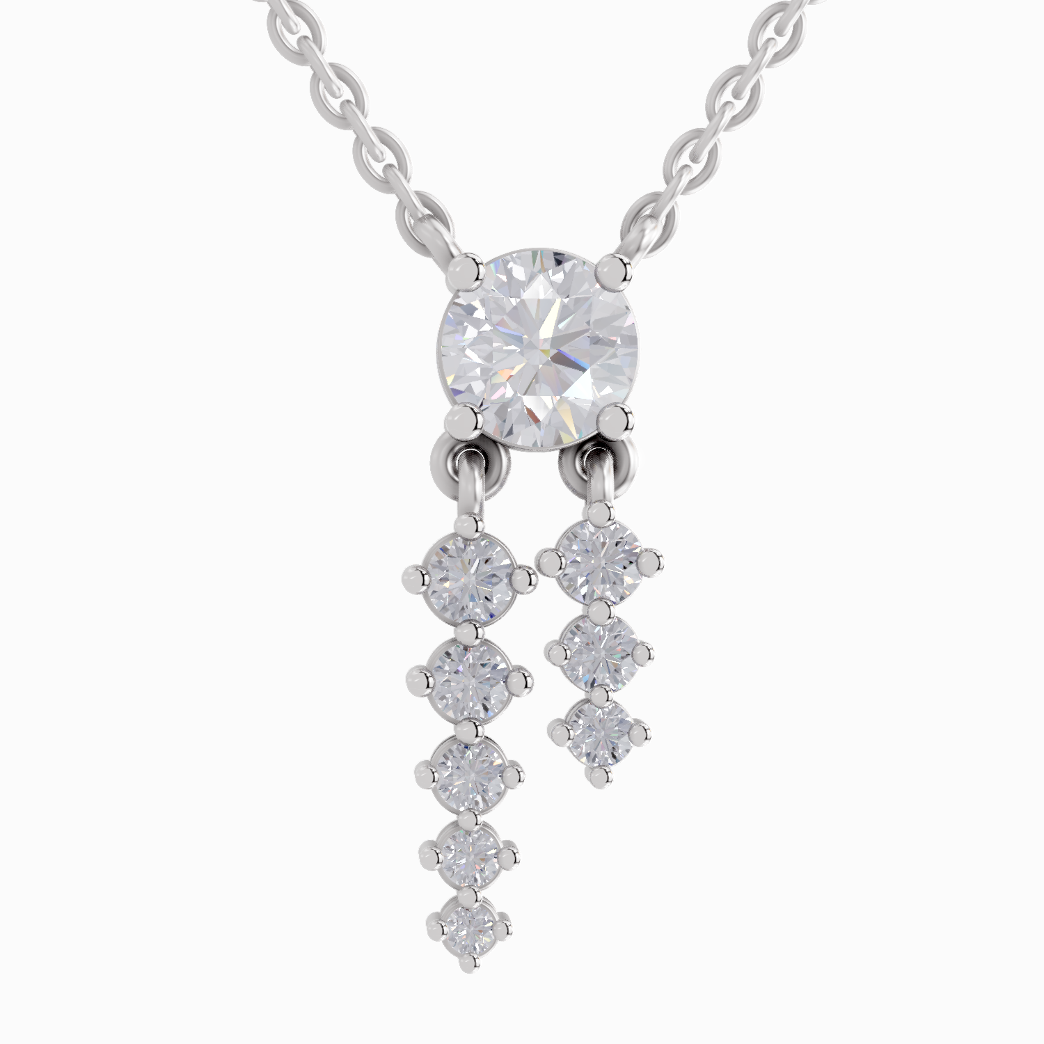 1.47 Carat Cascade Diamond Pendant Necklace 14K - White Gold