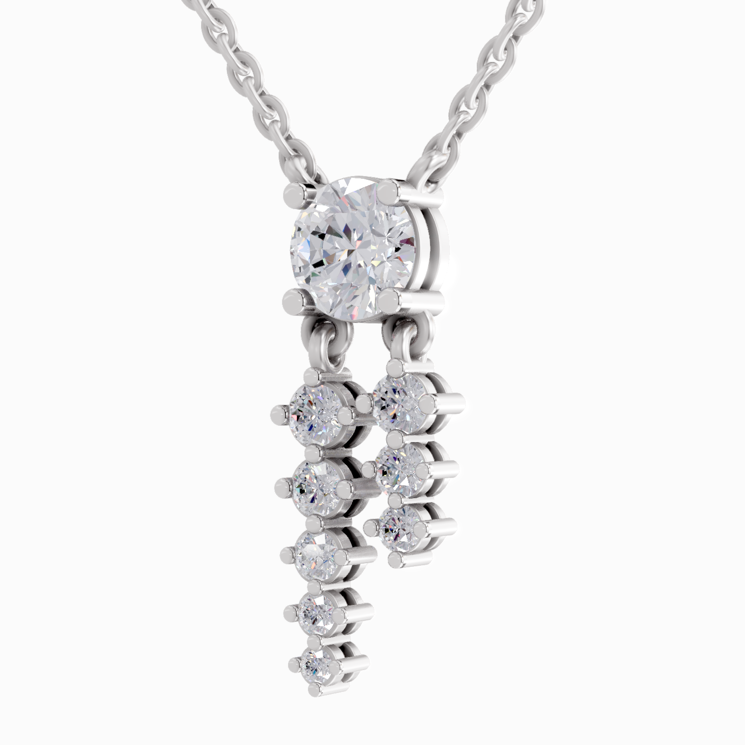 1.47 Carat Cascade Diamond Pendant Necklace 14K - White Gold