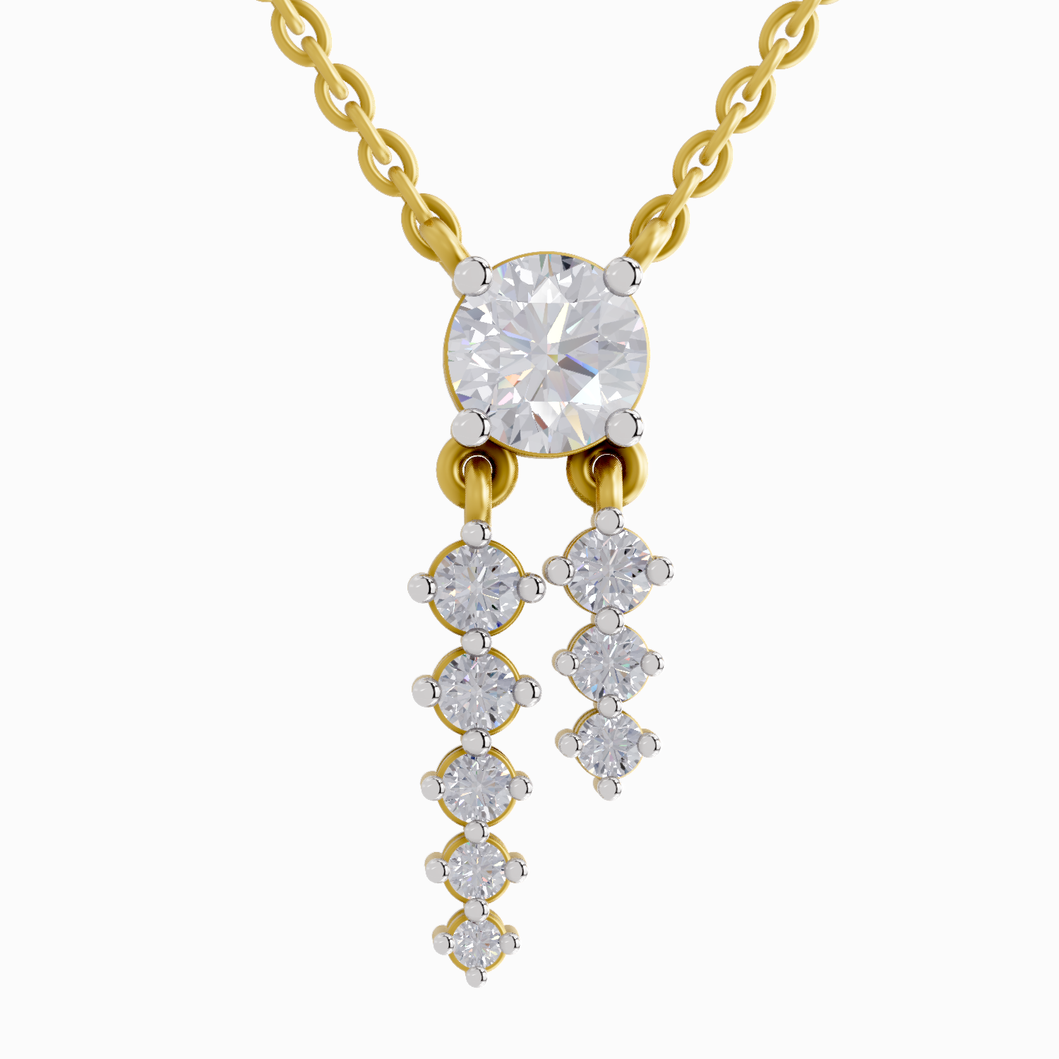 1.47 Carat Cascade Diamond Pendant Necklace 14K