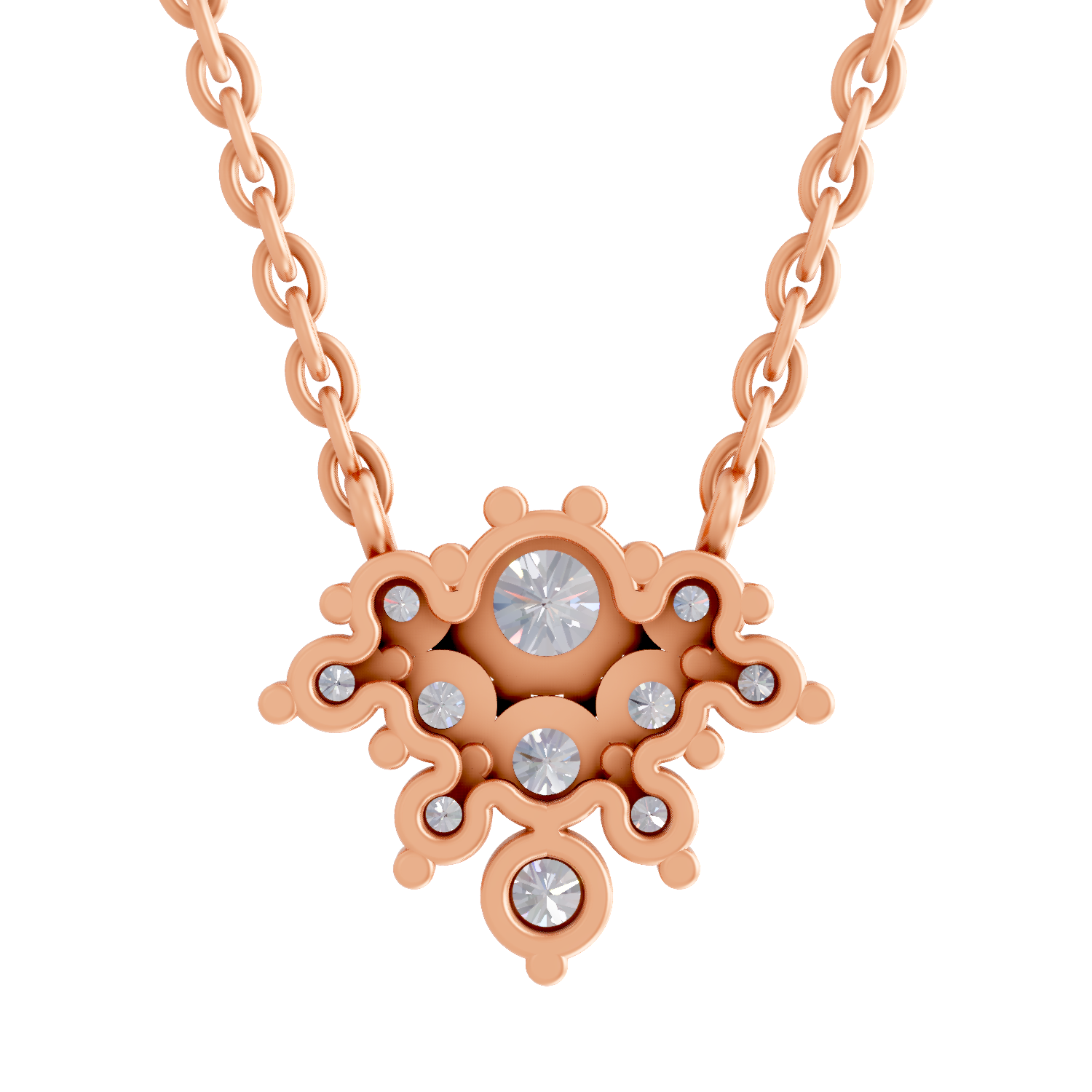 1.03 Carat Frost Bloom Pendant Necklace 14K - Rose Gold