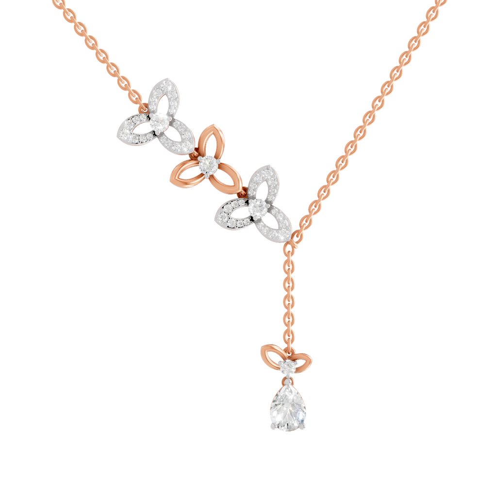 1.22 Carat Pear Diamond Floral Necklace 14K - Rose Gold