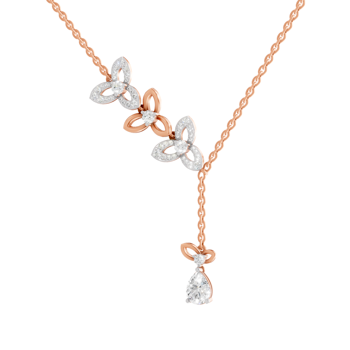 Exquisite Pear Floral Diamond Necklace