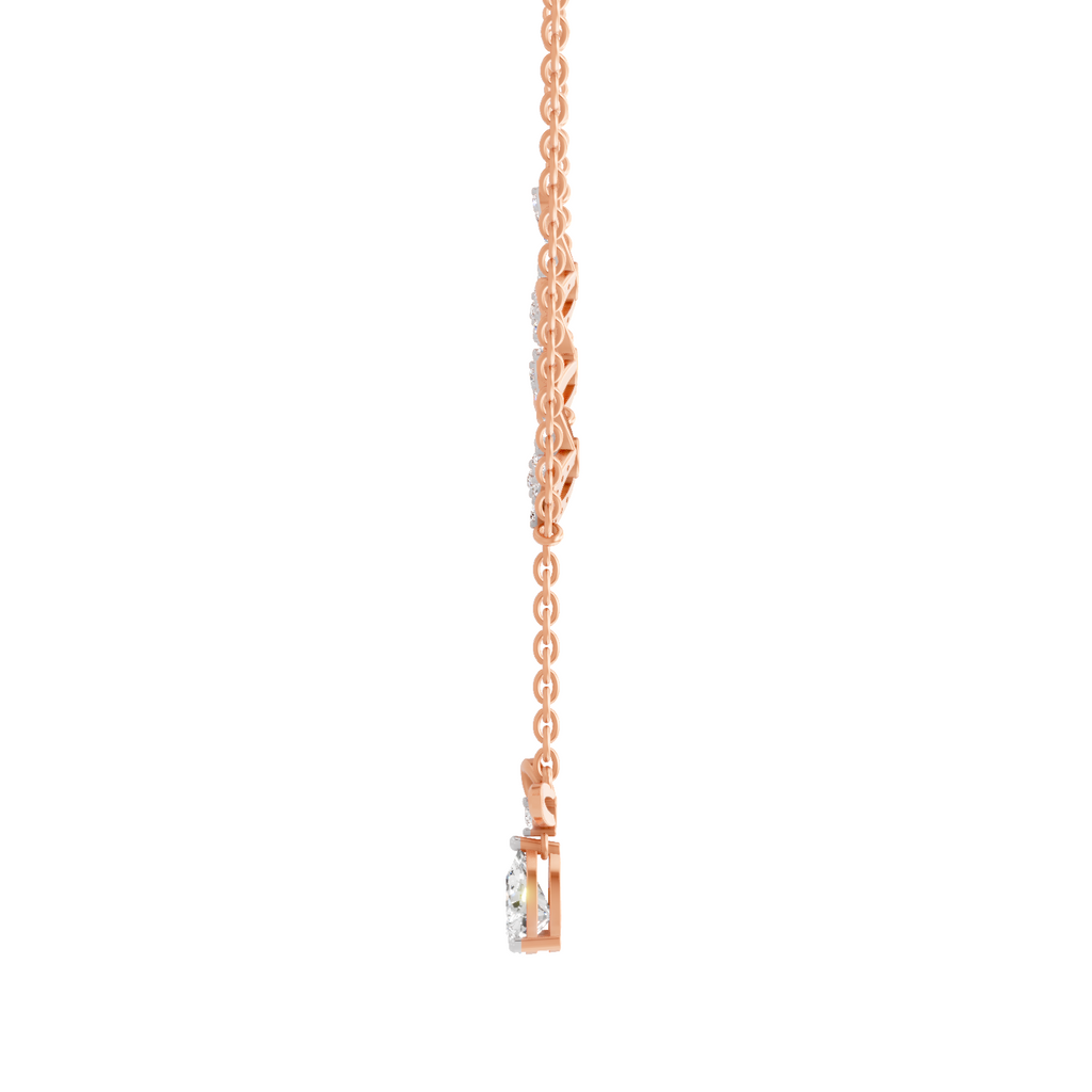 1.22 Carat Pear Diamond Floral Necklace 14K - Rose Gold