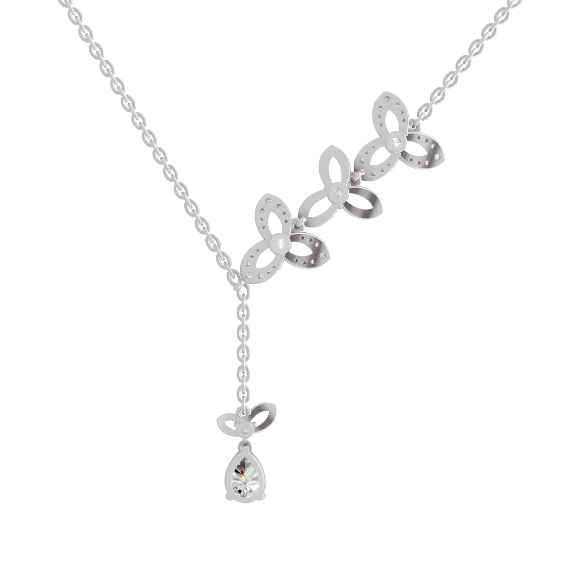 Exquisite Pear Floral Diamond Necklace