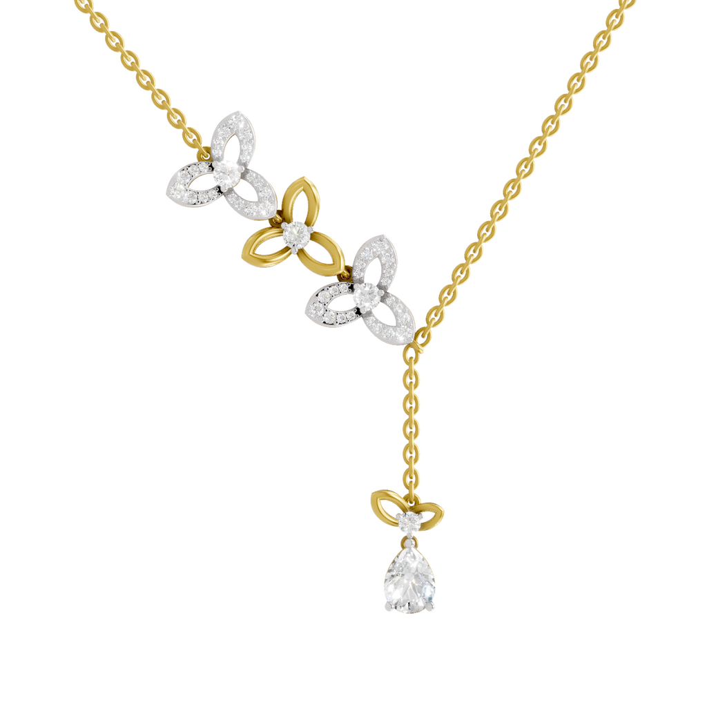 1.22 Carat Pear Diamond Floral Necklace 14K