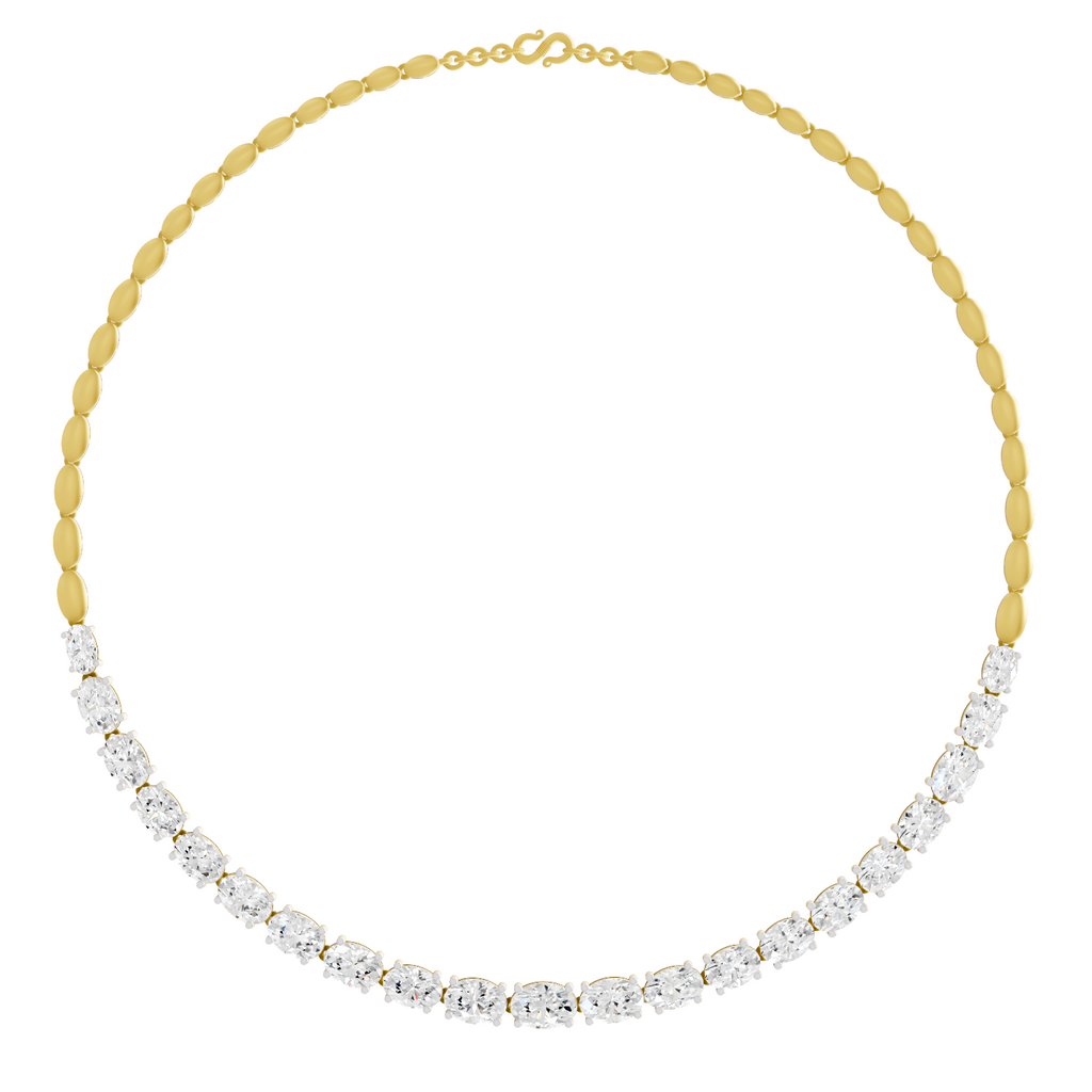 Lab Grown Diamond 19.46 Carat Oval Shape Diamond Necklace 14KY