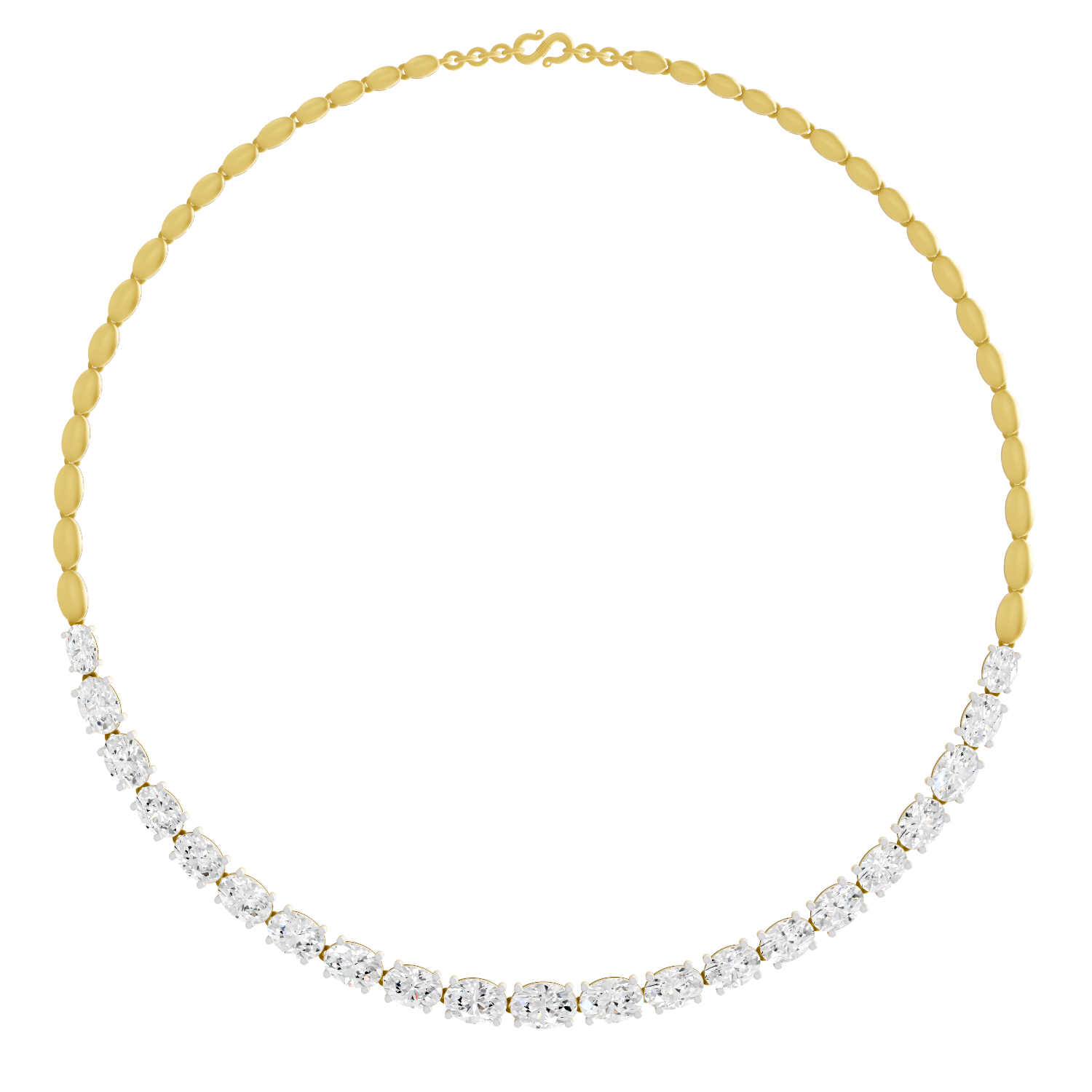 Lab Grown Diamond 19.46 Carat Oval Shape Diamond Necklace 14KY