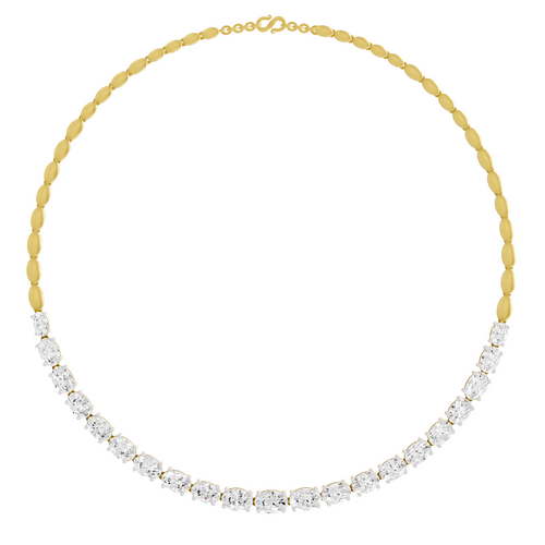 Lab Grown Diamond 19.46 Carat Oval Shape Diamond Necklace 14KY