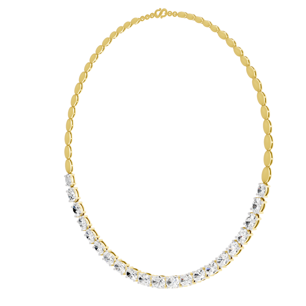 Lab Grown Diamond 19.46 Carat Oval Shape Diamond Necklace 14KY
