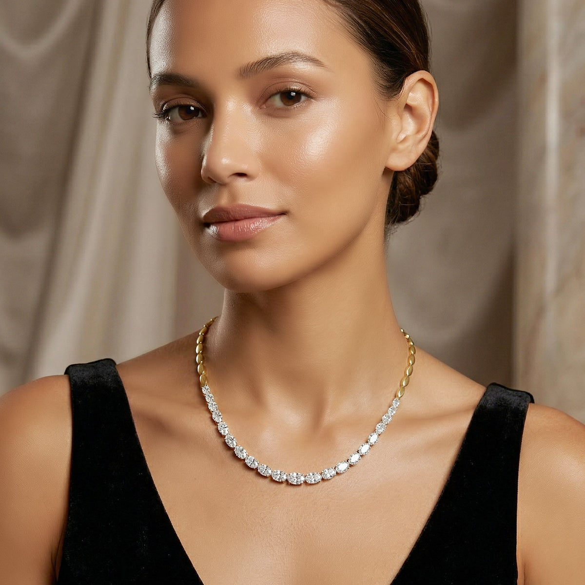 Lab Grown Diamond 19.46 Carat Oval Shape Diamond Necklace 14KY