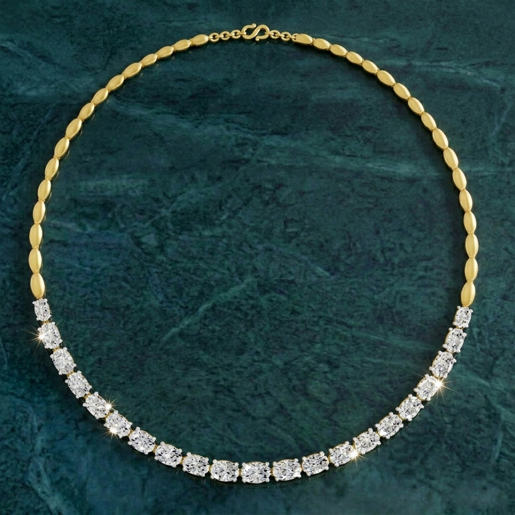 Lab Grown Diamond 19.46 Carat Oval Shape Diamond Necklace 14KY