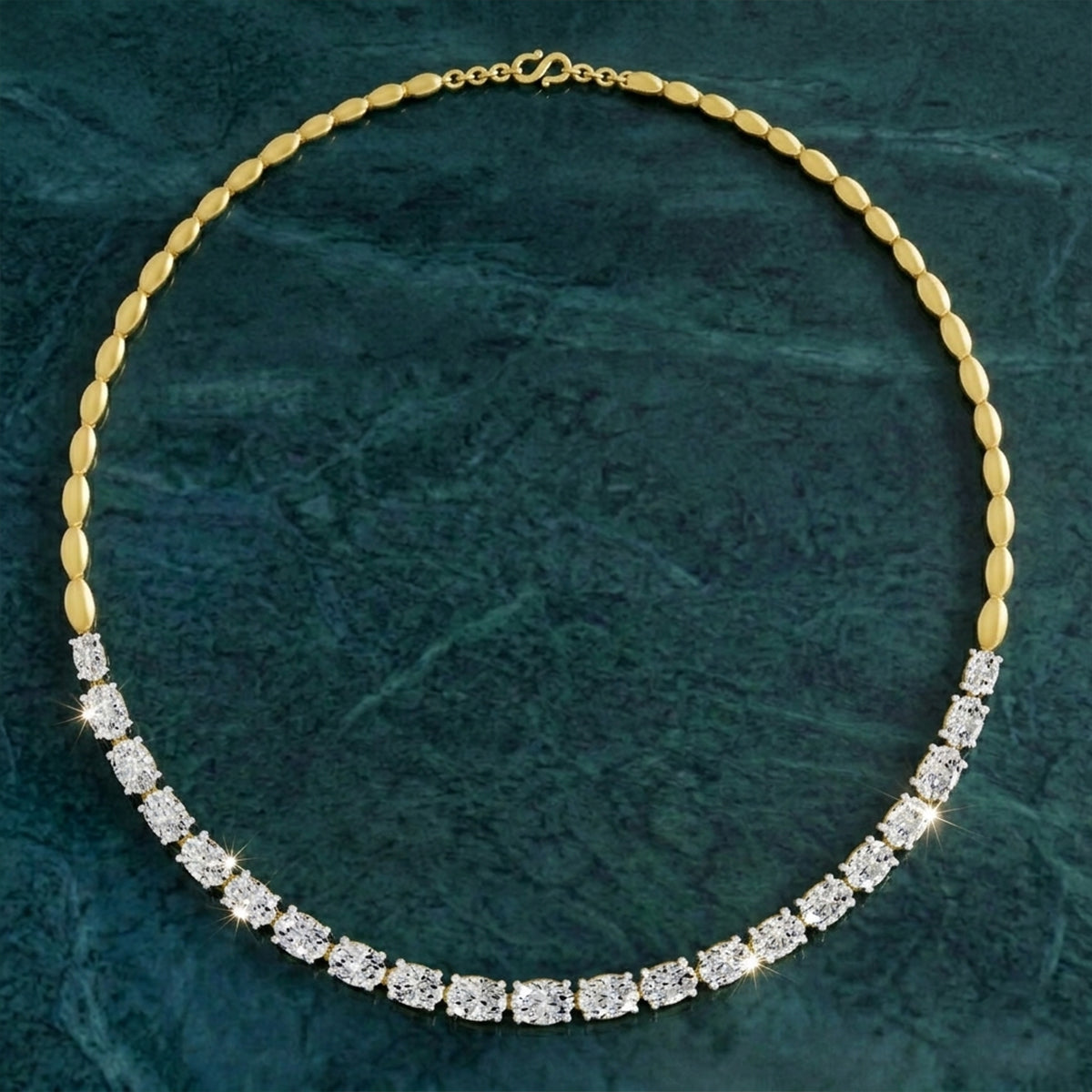 Lab Grown Diamond 19.46 Carat Oval Shape Diamond Necklace 14KY