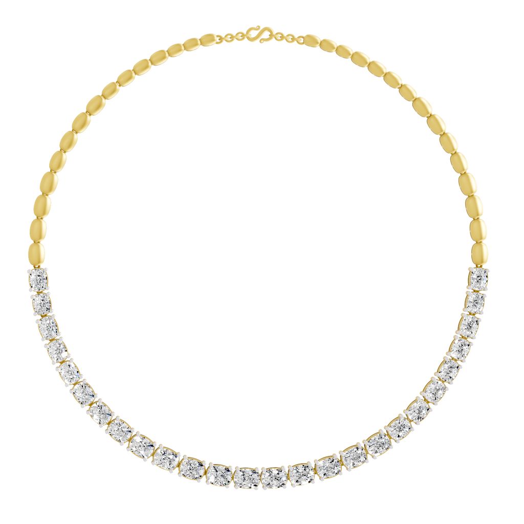 28.83 Carat 14K Gold Tennis Necklace
