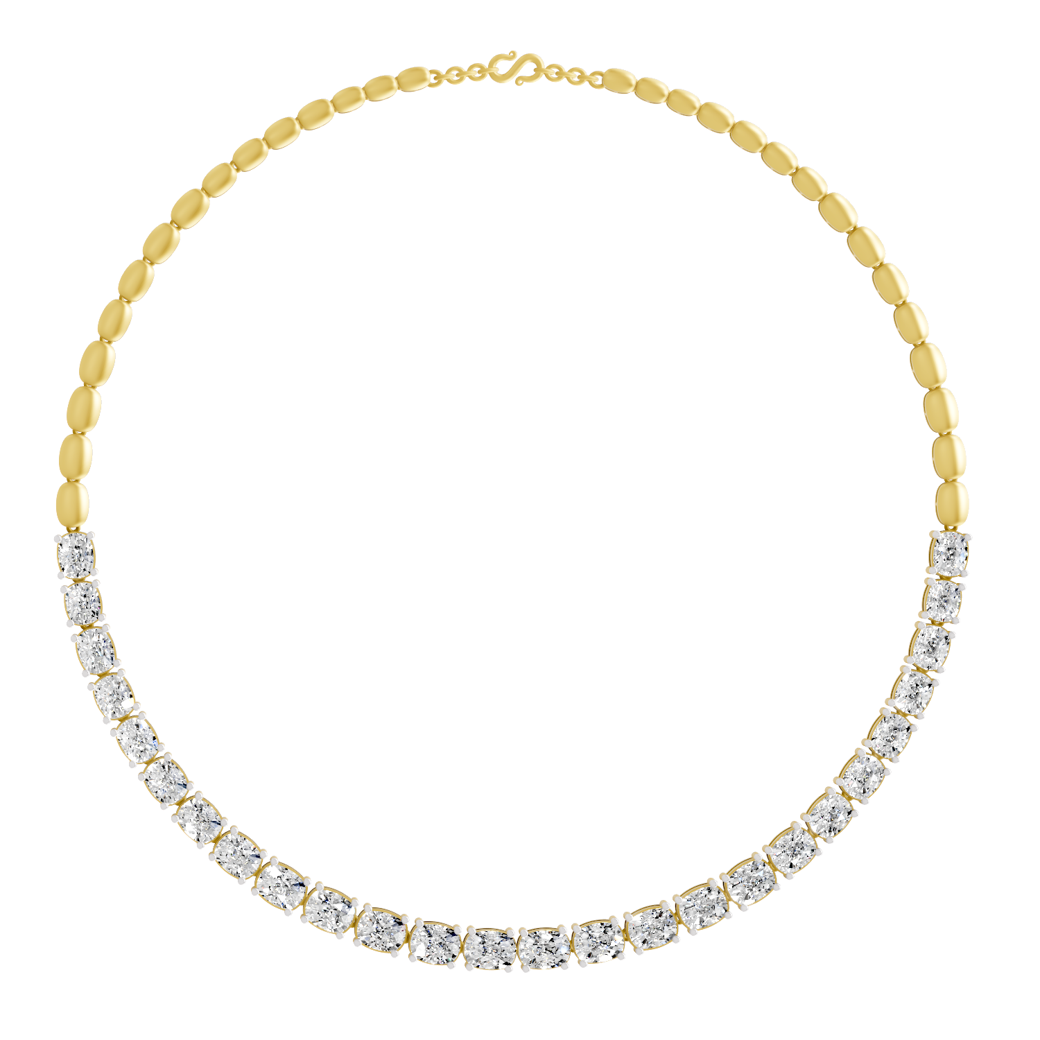 28.83 Carat 14K Gold Tennis Necklace