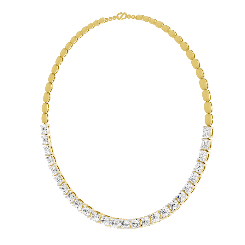 28.83 Carat 14K Gold Tennis Necklace