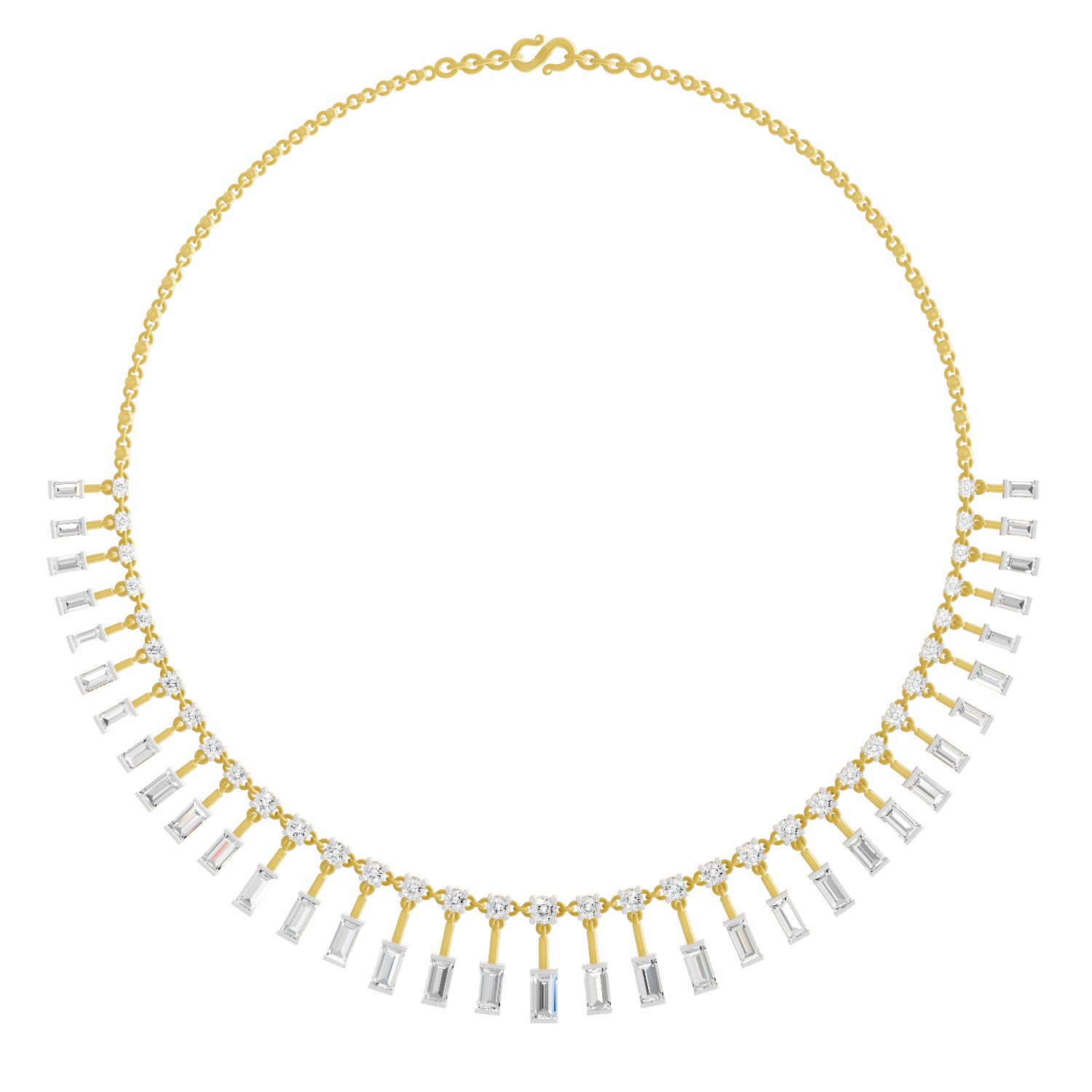 9.63 Carat 14K Gold Aira Emerald Cascade Necklace
