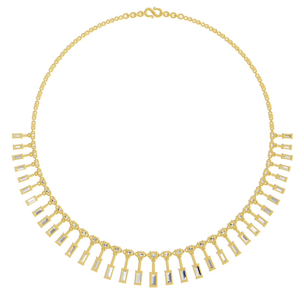 9.63 Carat 14K Gold Aira Emerald Cascade Necklace